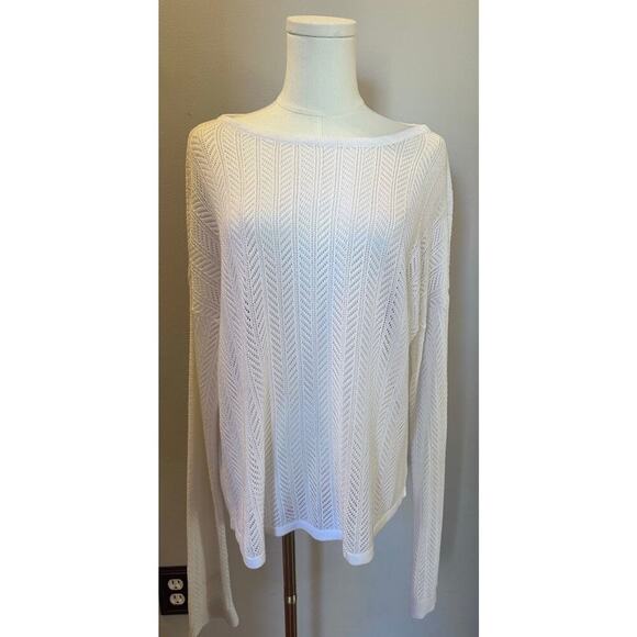 Retro-ology Sweater White Large Open weave Long Sleeve - Picture 13 of 13